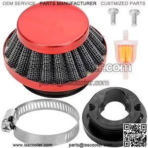 Filtro de aire de 42 mm, 43 mm, 44 mm, filtro de combustible para 47 cc, 49 cc, Mini ATV Quad Dirt Pocket Bike Cag MAT1 MAT2 Mini Moto Pit Dirt Bike Moped G-Scooter Motocross Piezas Rojo