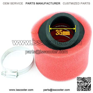 Universal 35mm Red Angled Double Foam Pod Performance Air Filter Cleaner 50cc 70cc 90cc 110cc 125cc Motorcycle ATV Quad Scooter Go Kart Moped Pit Dirt Racing Super Pocket Mini Bike Yamaha