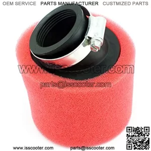 Universal 42mm 1.65" Red Angled Double Foam Pod Performance Air Filter Compatible for Kawasaki KH400 125cc 150cc 200cc 250cc GY6 Motorcycle ATV Quad Go Kart Moped Pit Dirt Bike PZ24 41mm 43mm