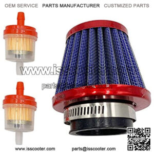 Air Filter 38mm with Two Gas Fuel Filter 5mm for Chinese GY6 50c 139QMB Motorcycle Scooter Moped 50cc 110cc 125cc SDG SSR Dirt Pit Bike (Red-38mm)