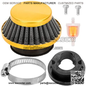 44mm 42mm 43mm Air filter Cleaner Stack Fuel filter for 47cc 49cc Mini ATV Quad Dirt Pocket Bike Cag MAT1 MAT2 FS529 FS509 Mini Moto Pit Dirt Bike Moped Scooter Motocross Parts Golden