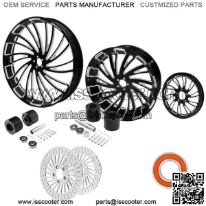 26" Front 18" Rear Wheel Rim Hub Pulley Rotor Fit For Harley Road Glide 08+ ABS