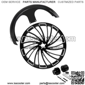 26" Front Wheel Rim Hub Single Disc Fender Fit For Harley Road King 08-23 Black (For: Harley-Davidson)