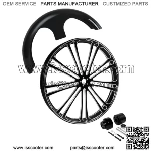 30" Front Wheel Rim Single Disc Hub & Fender Fit For Harley Touring 08-23 Black (For: Harley-Davidson)