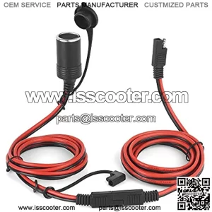 1.5m 12V Motorcycle Power Female Cigarette Lighter Socket to Sae with Sae 2 Pin Quick Release Disconnect Connector Plug, 200cm Heavy Duty Extension Cable