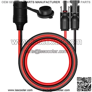 Solar Connector Cable Solar to 12V-24V Female Cigarette Lighter Socket Adapter Cable 14 AWG Heavy Duty Extension Cable - 5ft/1.5m with Dust Cap