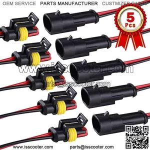 2 Pin Connector waterproof Connector,Male and Female Way 16 AWG wire Suitable for car Truck, boat and Other wire Connection (5 kit)