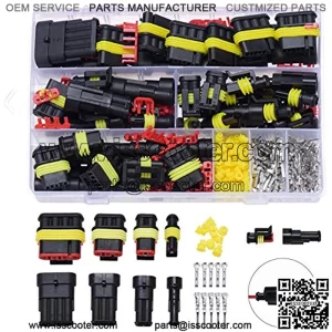 352PCS Waterproof Car Electrical Connector, 1 2 3 4 Pin Way Electrical Wire Connector Plug Kit Terminals Assortment for Motorcycle Auto Scooter Truck Boat