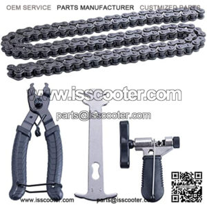 420 Motorcycle Chain 132 Link + Chain Breaker for 50cc 70cc 90cc 110cc 125cc Dirt Pit Bike ATV, Go Kart, Mini Bike, Scooter, Quad.