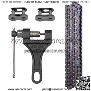 420 Motorcycle Chain - 420 Standard Drive Chain for 110cc 125cc Go kart Mini Bike Dirt Pit Bicycle ATVs Quad Scooter, 59" Roller Sprocket Total 132 Links with 2 Master Links + Chain Breaker