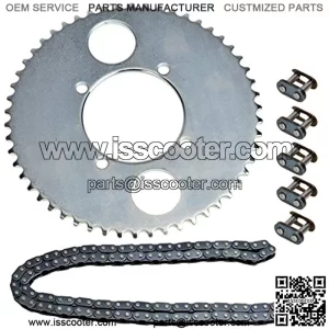 T8F 54T Tooth Rear Dirve Sprocket Cog With 116 Links Chain and Master link Kits For 47cc 49cc 2 Stroke Chinese Kids Mini Moto Pocket Bike Gas Scooter ATV Quad Pit Dirt Bike Goped