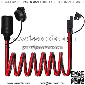 SAE to 12V Motorcycle Female Cigarette Lighter Socket Adapter Cable with SAE 2 Pin Quick Release Disconnect Connector Plug, 14 AWG Heavy Duty Extension Cable - 5ft/1.5m with Dust Cap