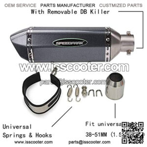 Exhaust Carbon Fiber 1.5-2"Inlet with Removable DB Killer for Street/Sport Motorcycles and Scooters with 38-51mm Diameter Exhaust Pipes