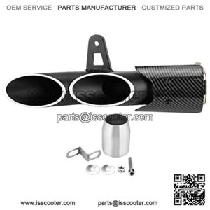 51 mm Motorcycle Exhaust Pipe Carbon Fiber Universal Dual-Outlet Exhaust Pipe Slip on Exhaust Rear Pipe Tailpipe for Dirt Bike, Street Bike, Scooter, ATV, Quad