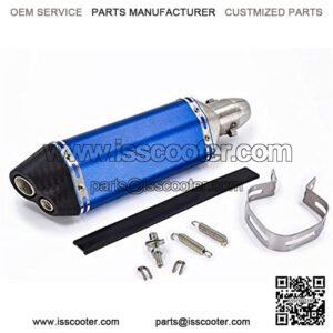 1.5-2″ Universal Blue Motorcycle Scooters Dual Holes Inlet Exhaust Pipe with Removable DB Killer Fit for dirt Bike Street Bike Scooter ATV Racing