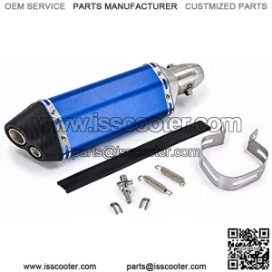 Universal Blue Motorcycle Scooters Dual Holes 1.5-2" Inlet Exhaust Muffler Pipe with movable DB Killer
