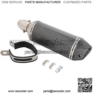 Universal 1.5-2" Inlet Slip On Exhaust Muffler With Removable DB Killer - Street Bike Motorcycle Scooter - Carbon Fiber Color