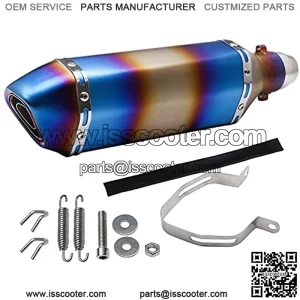 Universal Motorcycle Exhaust Muffler Silencer Compatible with Kawasaki Honda Grom Yamaha Suzuki Motorcycle ATV Scooter Dirt Bike Street Bike 38-51mm 1.5-2" Exhaust Muffler Tip Pipe with DB Killer Blue