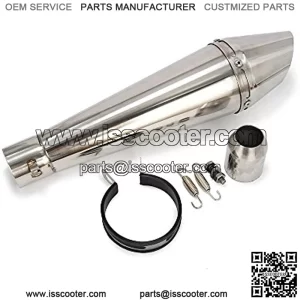 Universal GP Stainelss Steel Bullet 1.5-2" 38-51mm Inlet Exhaust Muffler Vent For Scooter Motorcycle Street Bike ATV Racing