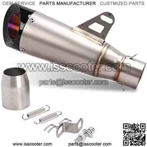 Universal Muffler Motorcycle Slip on Exhaust 1.5-2in Inlet Exhaust Pipe Silencers Motorcycles Muffler Tips for Scooter Motorcycle ATV Dirt Bike Street Bike fit Diameter 38mm-51mm Silver