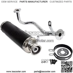 Black Exhaust System Muffler Pipe Compatible with 4 Stroke GY6 50cc Engines Scooters GY6 50cc 139QMB QMB139 1P39QMB Scooter Moped