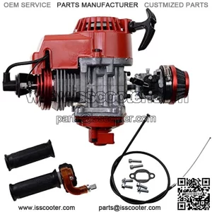 44mm Big Bore Cylinder with Recoil Starter with Carburetor and Air Filter Modified Engine Kit Replacement for 2 Stroke 43cc 47cc 49cc 52cc Mini Pocket Bike Gas Moped Scooter Red