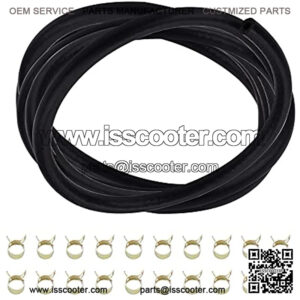 1/4" Fuel Hose Gas Line Tubing ID 6mm X OD 12mm 10 Feet & 20pcs Clamps for Small Engines Lawn Mower String Trimmer Dirtbike Scooter Motorcycle Snowmobiles ATV UTV Go Kart Generator