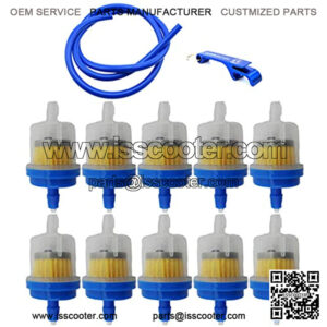 TC-Motor 1 Meter Gas Fuel Hose Line Pipe 10pcs Fuel Filter Universal For Dirt Pit Bike ATV Quad Go Kart Buggy Scooter Moped Snowmobile Motorcycle Motocross (Blue)
