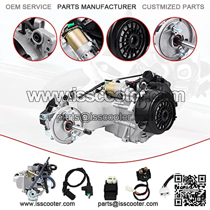 150cc Engine 4-Stroke GY6 Single Cylinder Moped Motor Air Cooled Complete Engine Set Short Case with CVT Transmission Kick Start Lever for Two-wheeled Scooter - Image 5
