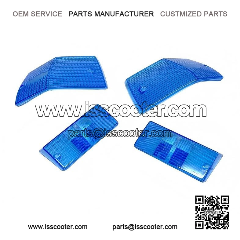 Blue Front & Rear Indicator Lens Set (Left/Right) for VESPA PX, PE & T5.