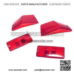 Red Front & Rear Indicator Lens Set (Left/Right) for VESPA PX, PE, T5 & TX.