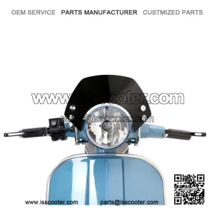 SMALL BLACK FLYSCREEN WITH CHROME BRACKETS ?C For Vespa PX, LML, Star