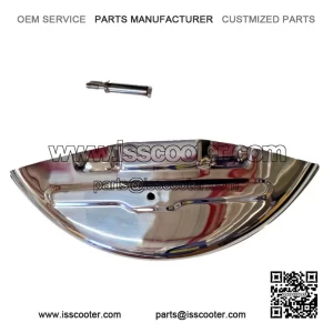 GS160 Style Half-Moon Spare Wheel Cover with Bolt, Stainless Steel, Vespa PX, LML