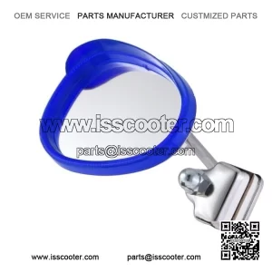 Left Blue & White Clamp-On Legshield Mirror for VESPA PX, VBB, Super, Rally & Sprint.