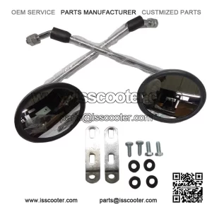 Chrome Headset Mirrors (Left & Right) with Brackets for VESPA PX 125, P200E & PX150.