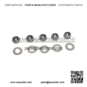 Stainless Steel Wheel Nut Kit (5x Nyloc Nuts & Flat Washers) for Vespa PX125 & P200E.