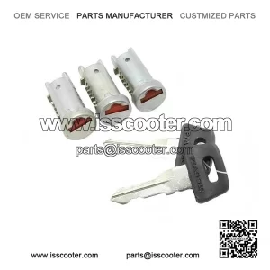 Set of 3 Steering / Toolbox / Seat Lock Barrels with 2 Keys for Vespa PX, T5 & LML.