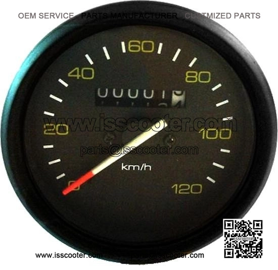 Odometer with Black Bezel (85mm) ?C Compatible with Vespa PX 125/150/200.