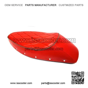 Sports Seat with Red & Grey Diamond Pattern Trim for VESPA PX & T5 CLASSIC (1983-2016).